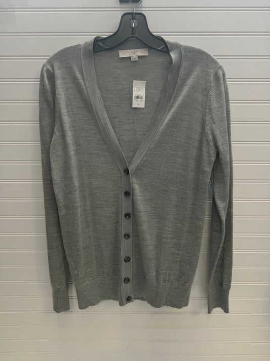 Sweater Cardigan By Loft In Grey, Size: M