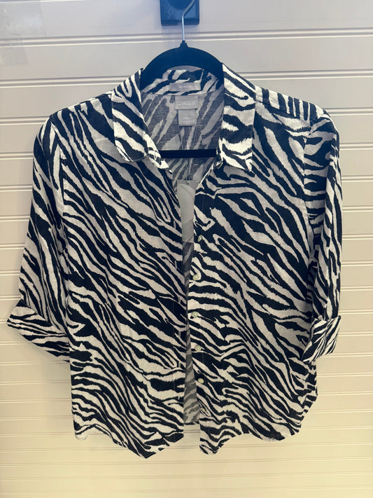 Blouse 3/4 Sleeve By Chicos In Black & White, Size: S