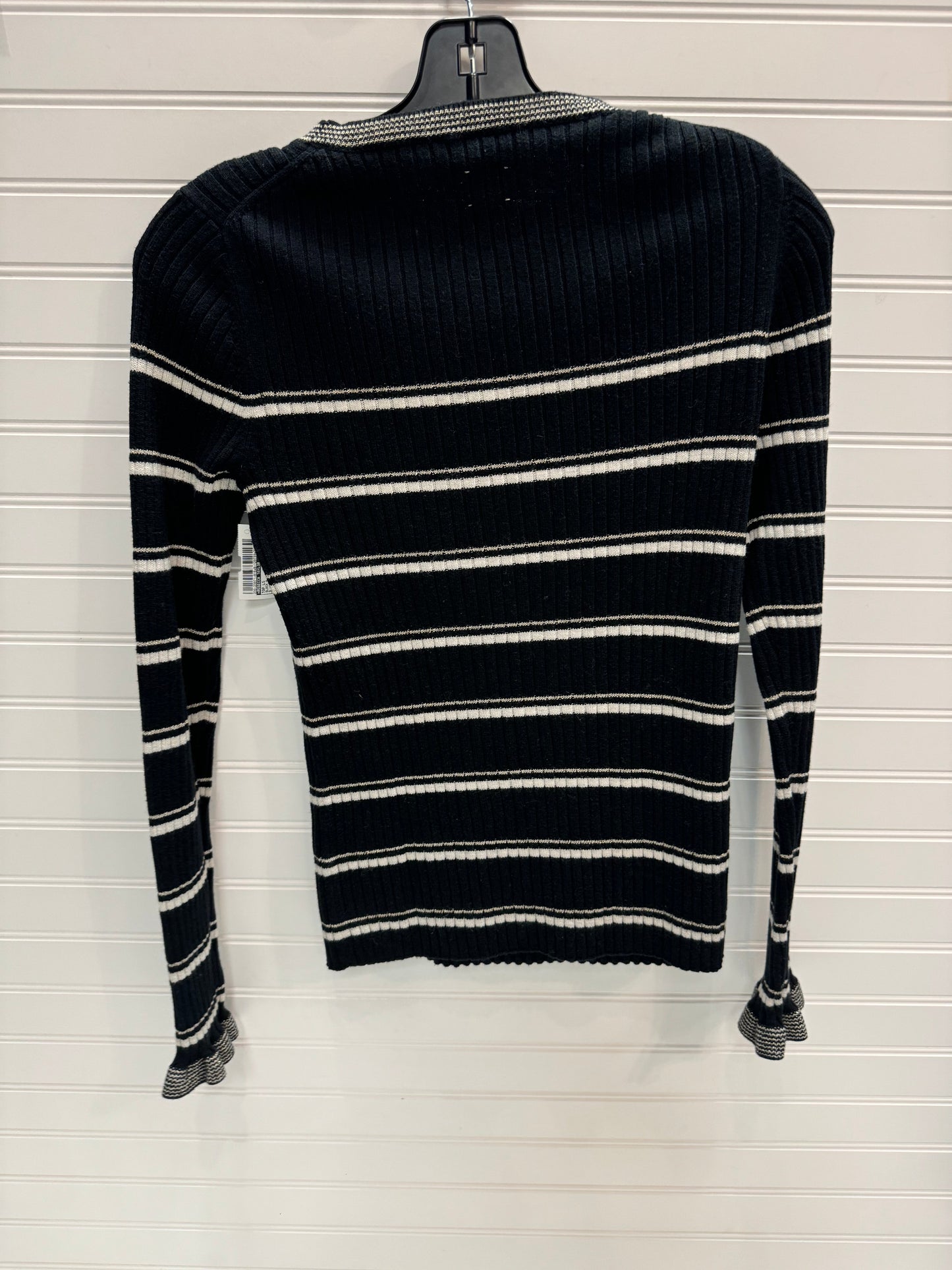 Top Long Sleeve By Rebecca Taylor In Black & White, Size: S