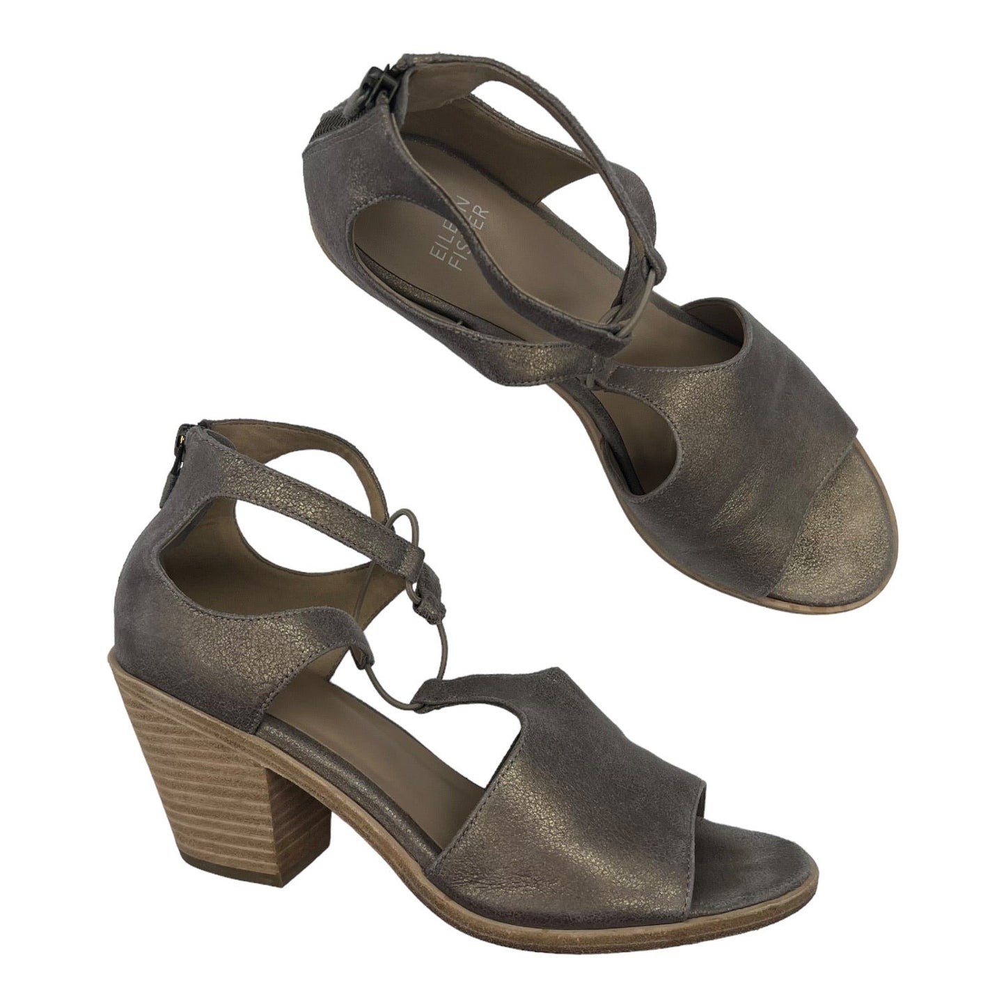 GREY SANDALS HEELS BLOCK by EILEEN FISHER Size:8