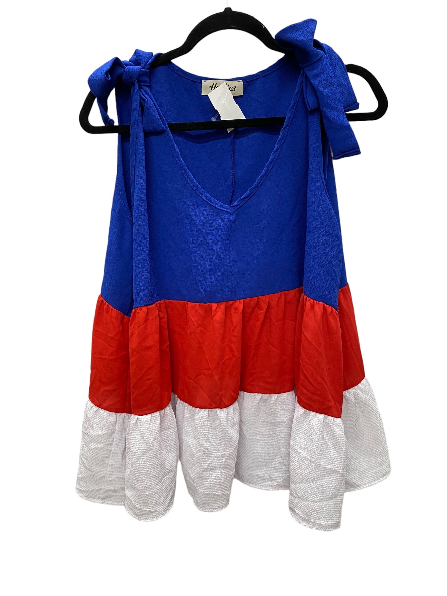 Top Sleeveless By Haptics In Blue & Red & White, Size: 1x