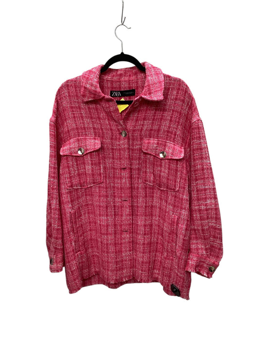 Jacket Shirt By Zara In Pink, Size: Xl