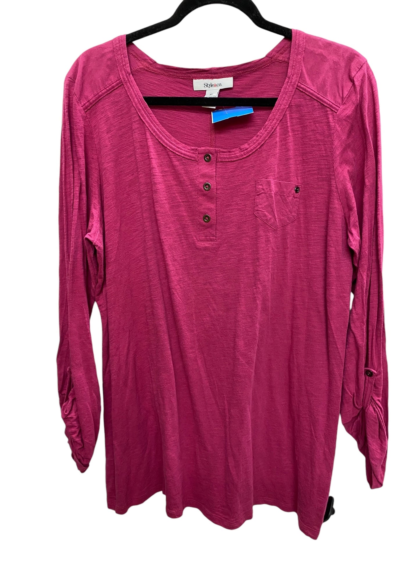 Top Long Sleeve By Style And Company In Pink, Size: Xl