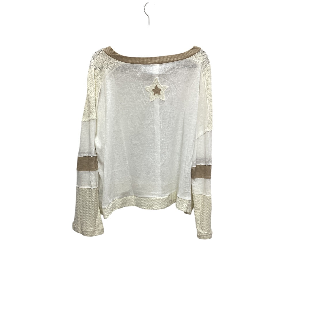 Top Long Sleeve By Pol In Cream, Size: L