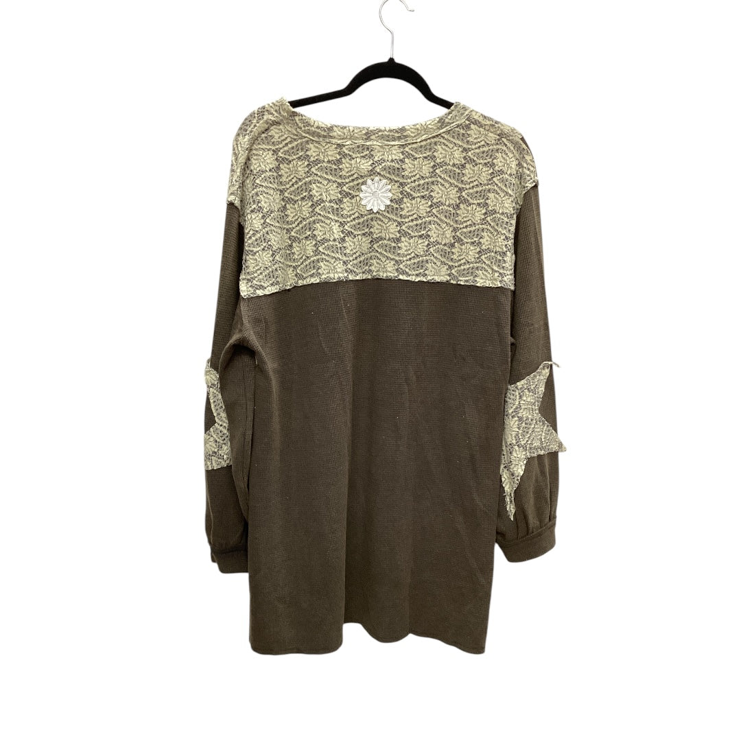 Top Long Sleeve By Pol In Green, Size: L