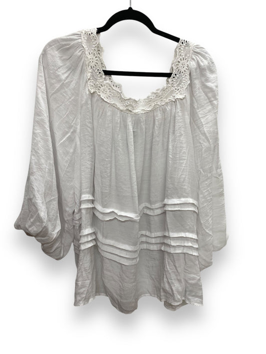 Top Long Sleeve By Cato In White, Size: 1x