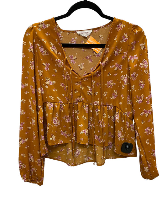 Top Long Sleeve By Pink Rose In Orange, Size: S