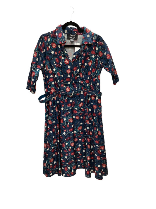 Dress Casual Midi By Modcloth In Blue & Red, Size: 14