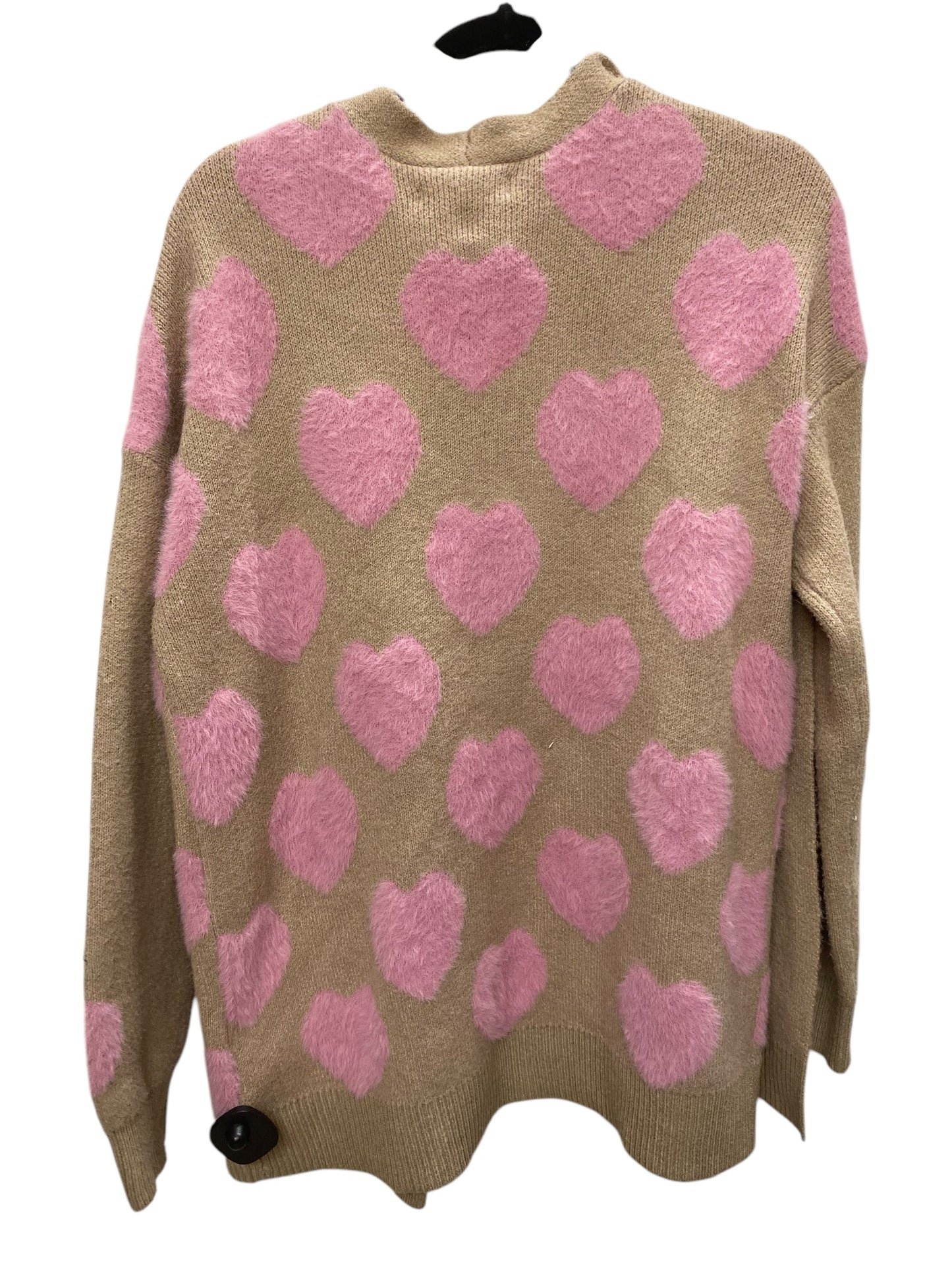 Sweater Cardigan By Clothes Mentor In Pink & Tan, Size: S