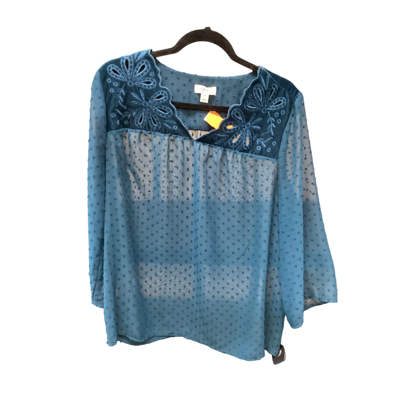 Top Long Sleeve By Style And Company In Blue, Size: M