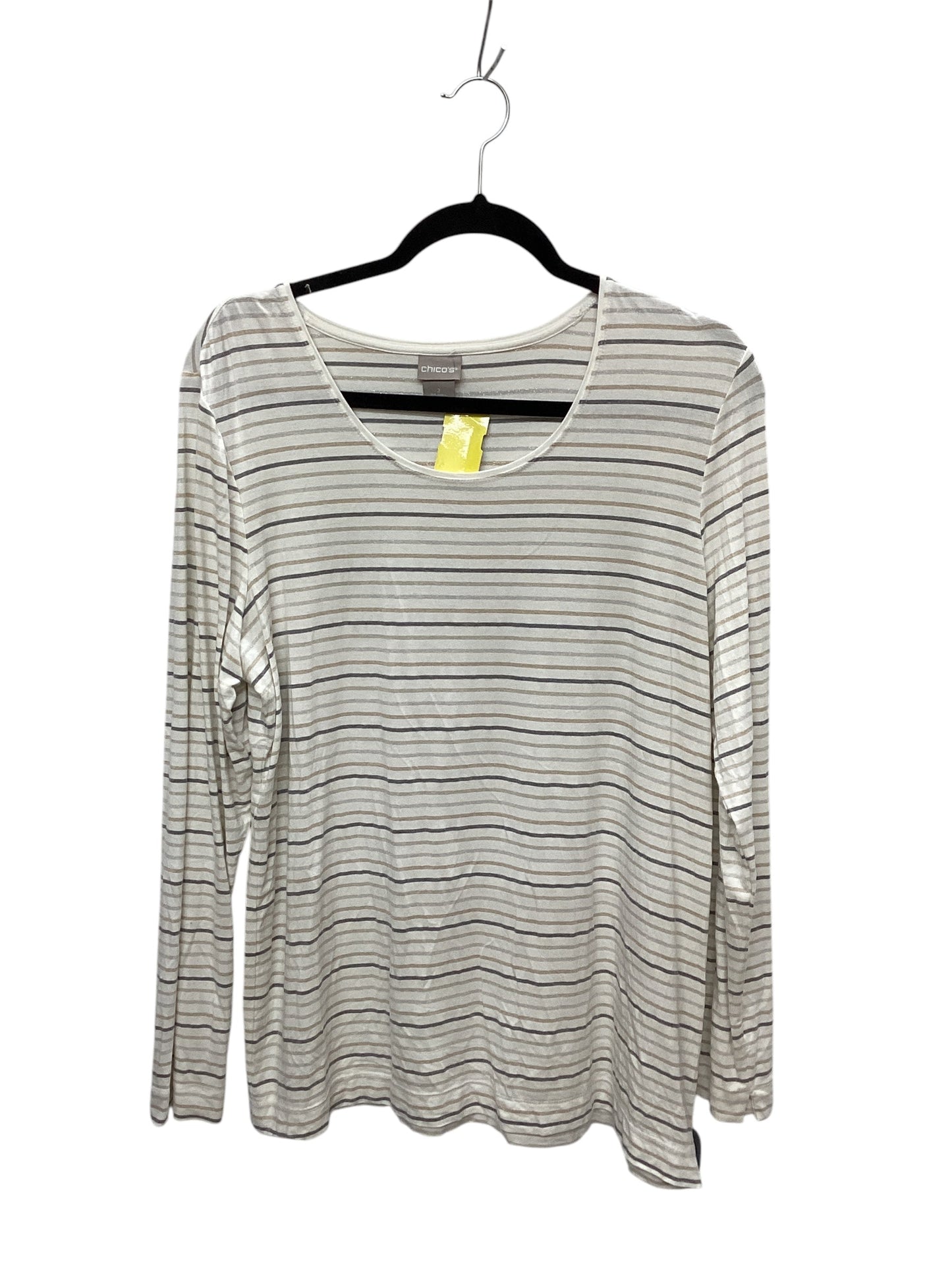 Top Long Sleeve By Chicos In Striped Pattern, Size: L