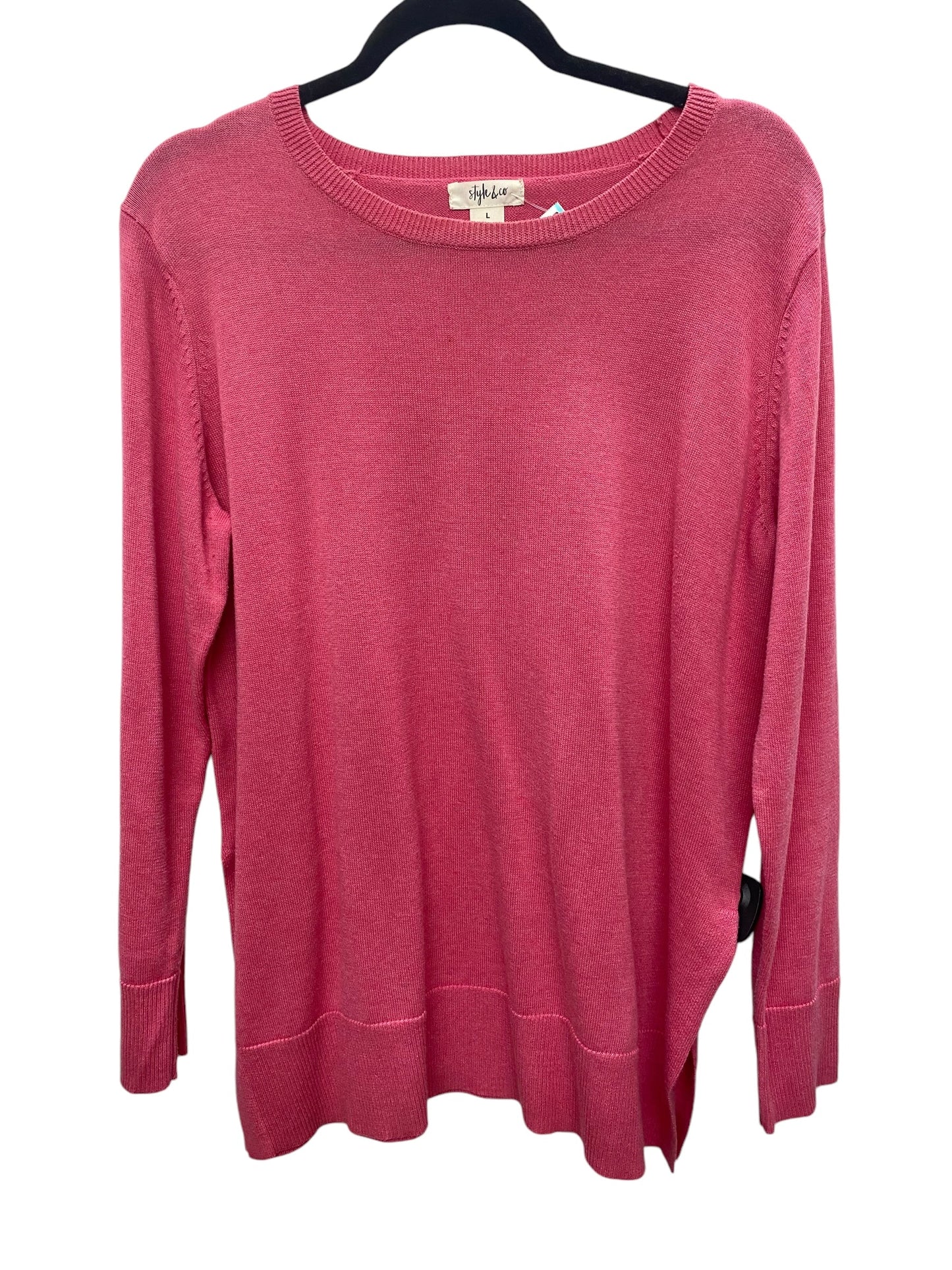 Top Long Sleeve By Style And Company In Pink, Size: L