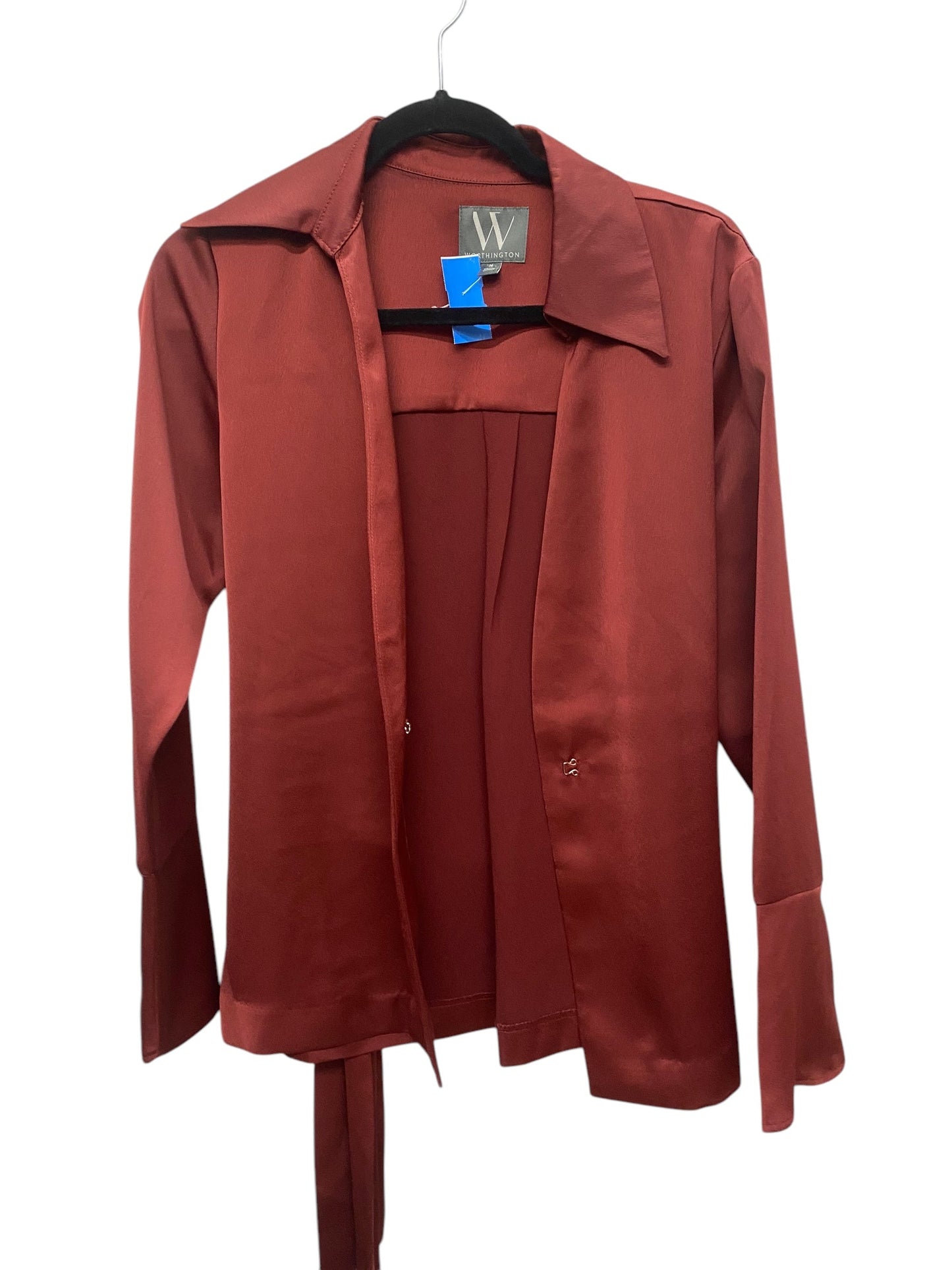 Top Long Sleeve By Worthington In Red, Size: M