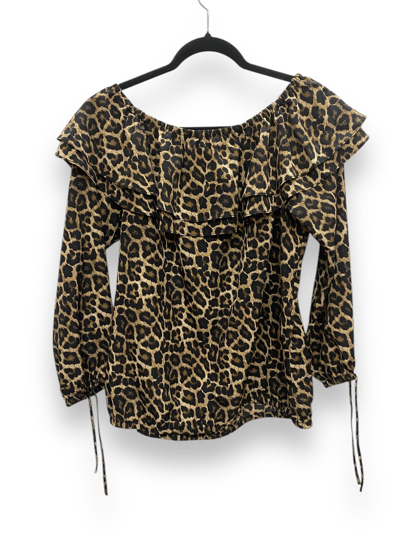 Top Long Sleeve By Michael By Michael Kors In Animal Print, Size: L