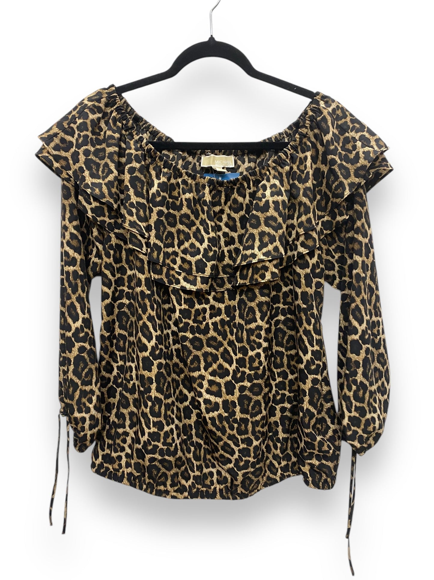 Top Long Sleeve By Michael By Michael Kors In Animal Print, Size: L