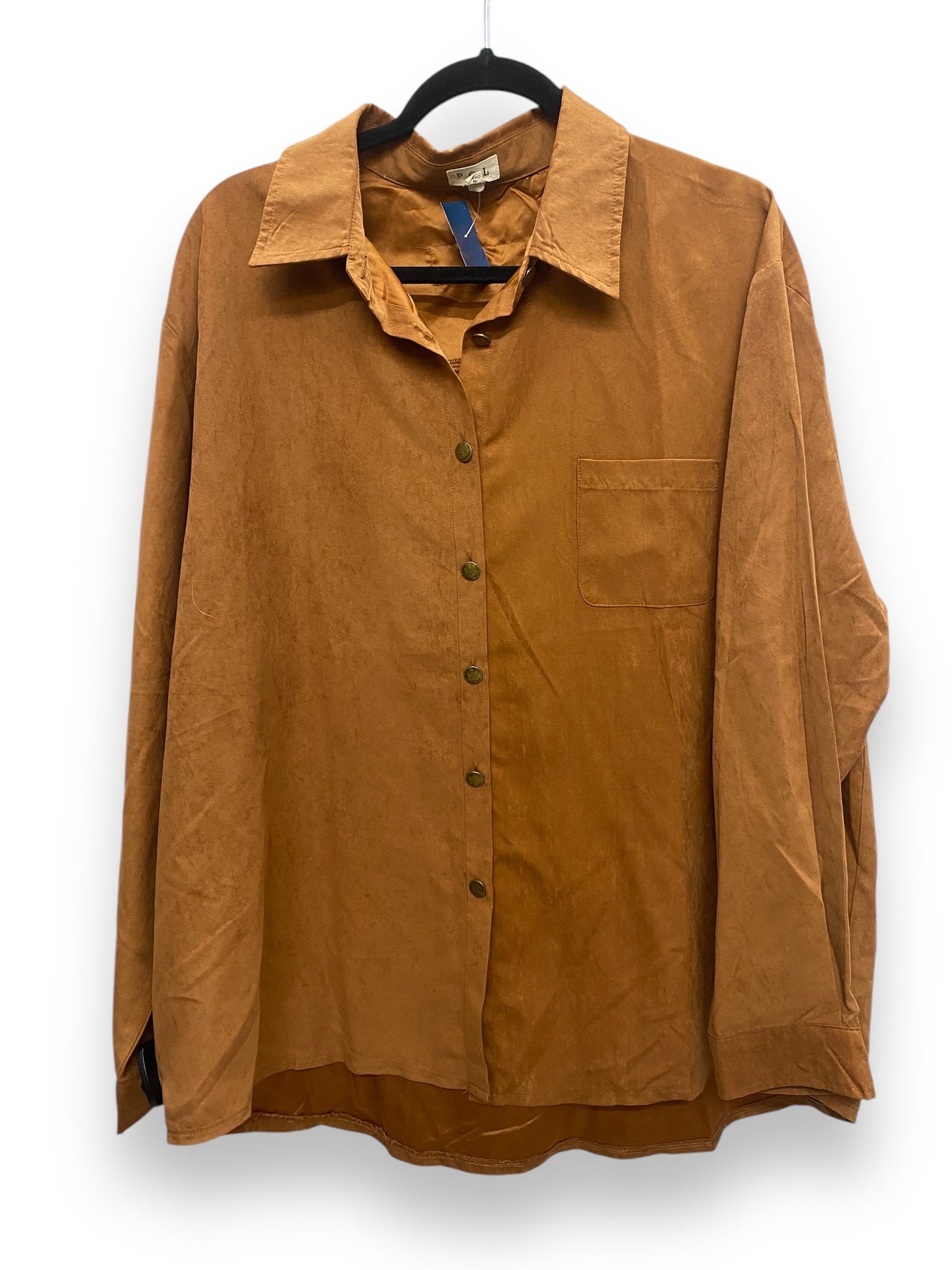 Top Long Sleeve By Pol In Brown, Size: L