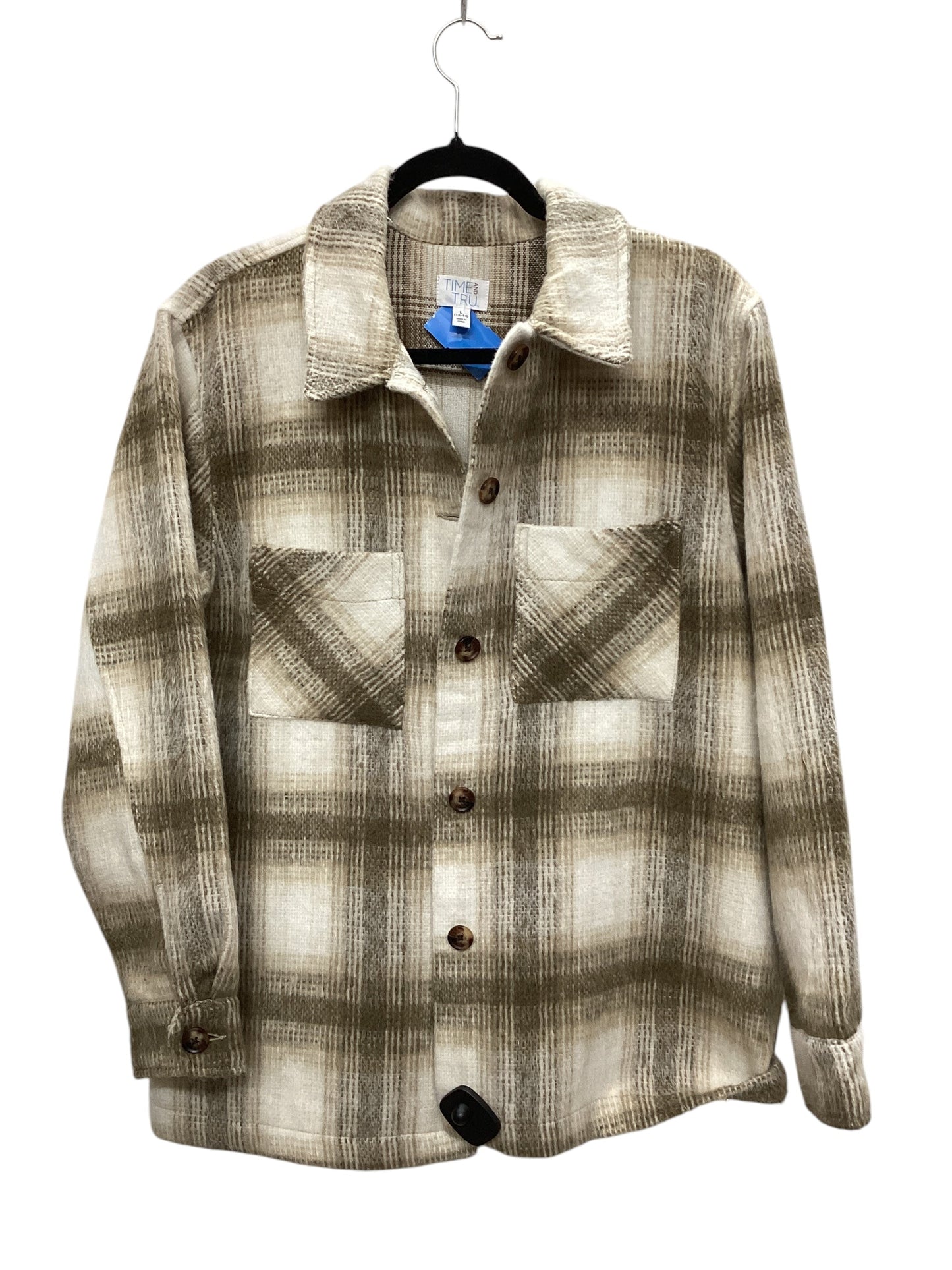 Jacket Shirt By Time And Tru In Tan, Size: L