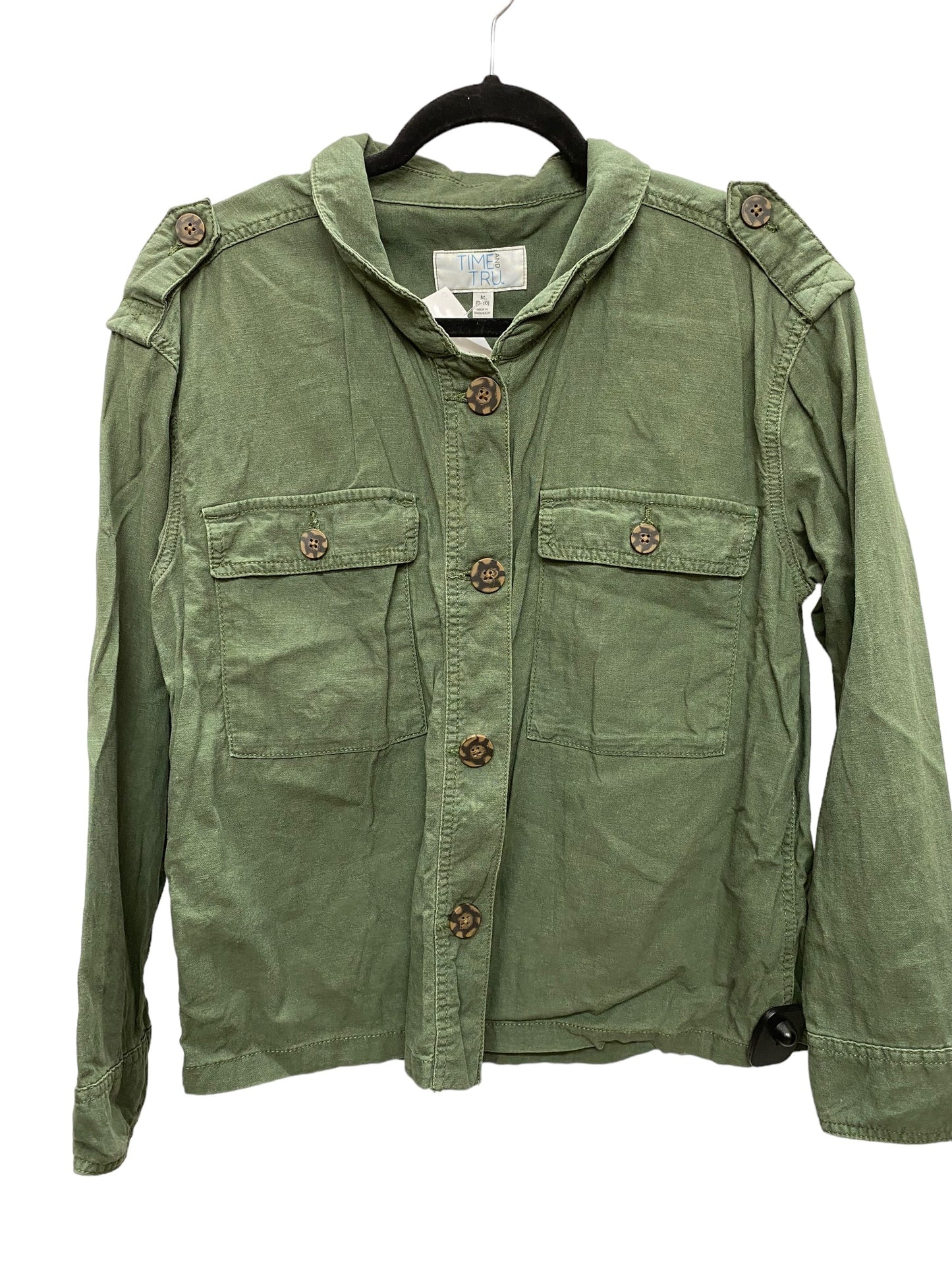 Jacket Shirt By Time And Tru In Green, Size: M