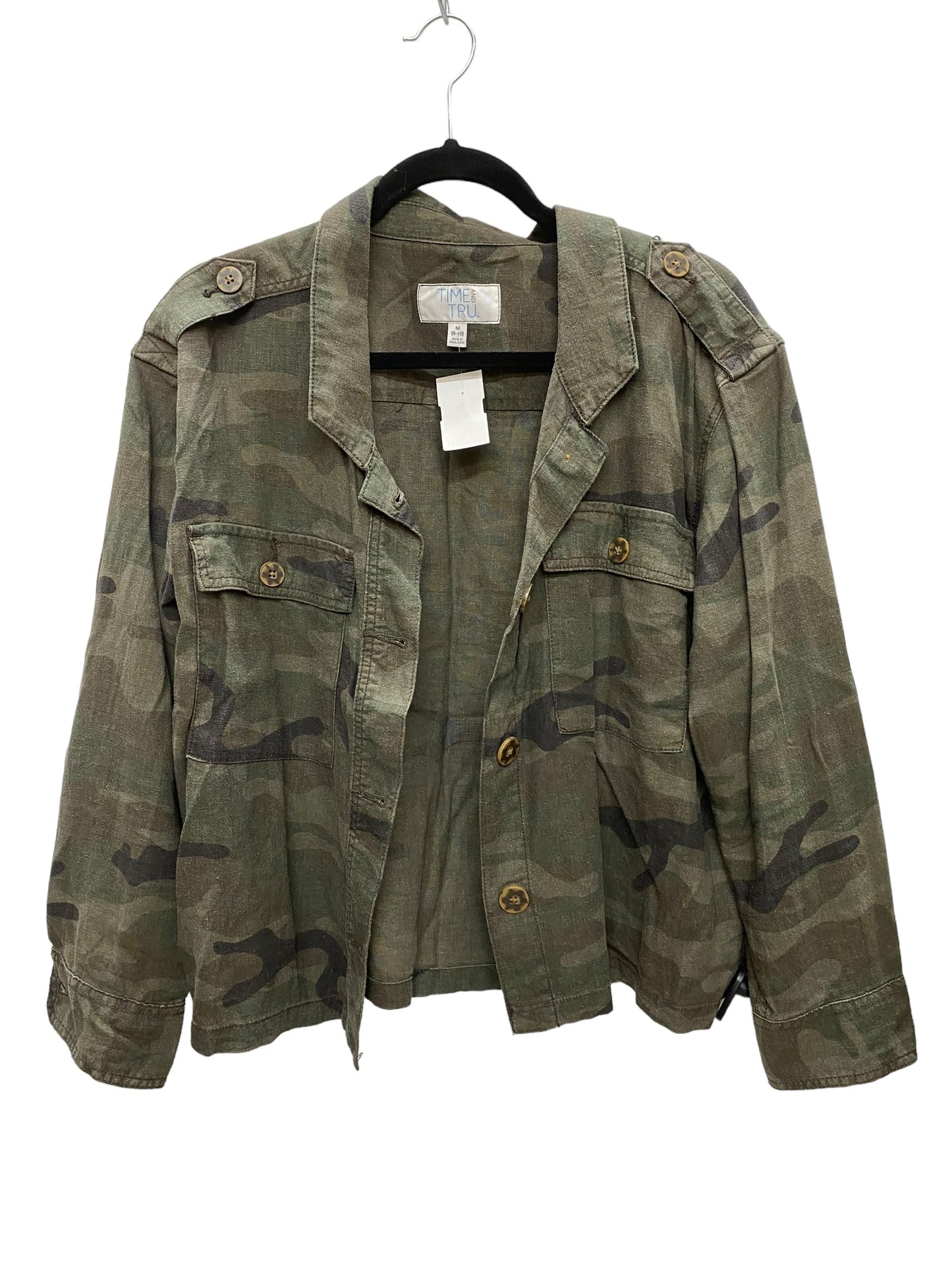 Jacket Shirt By Time And Tru In Camouflage Print, Size: M