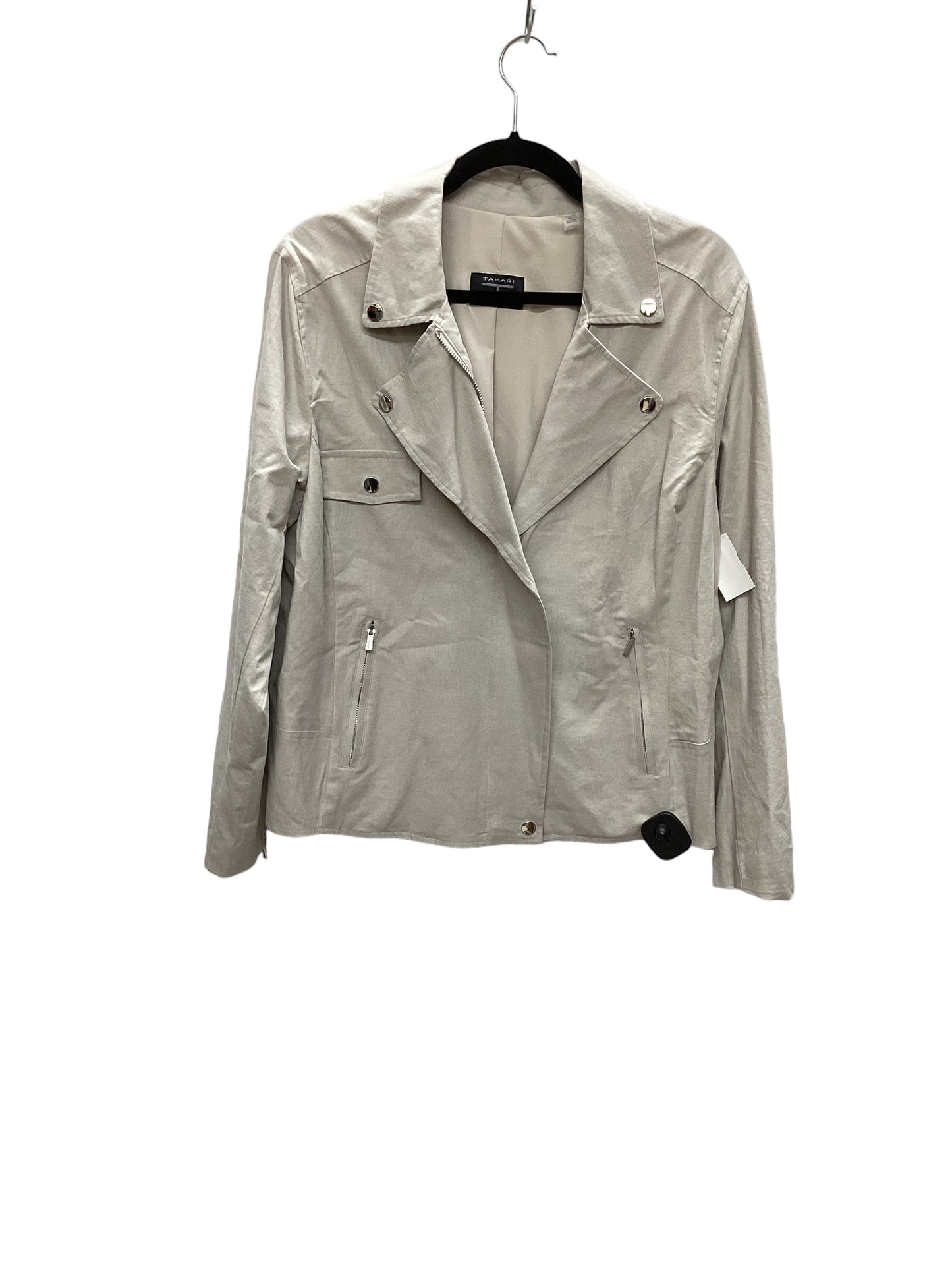 Jacket Moto By Tahari By Arthur Levine In Tan, Size: Xl