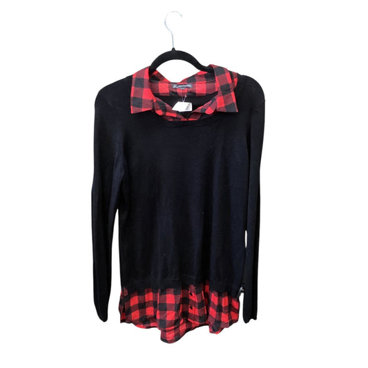 Sweater By Adrianna Papell In Black & Red, Size: M