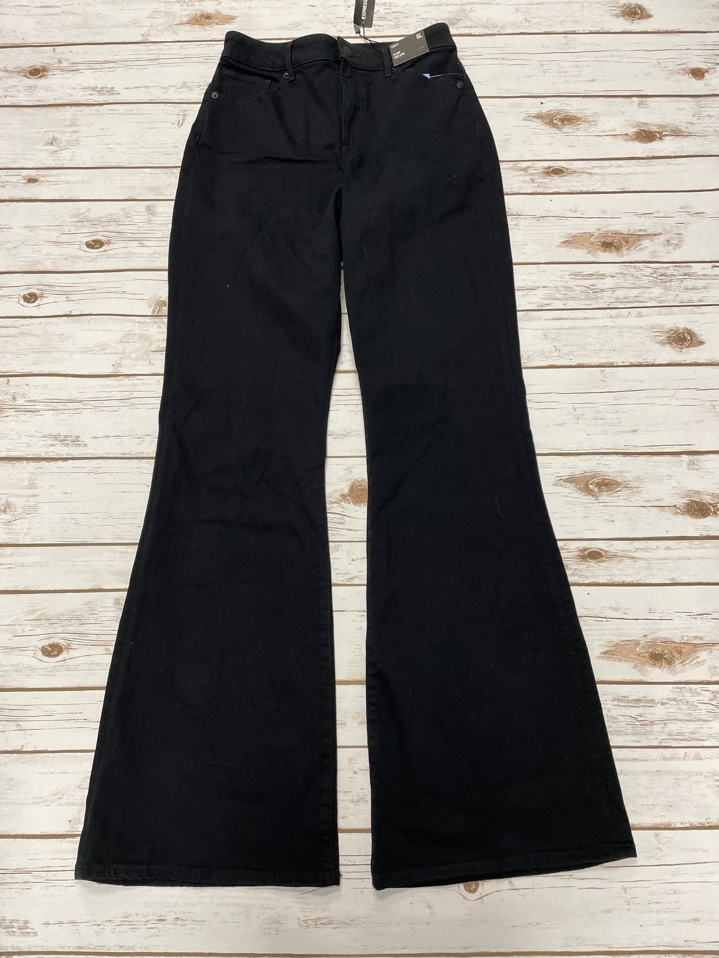 Jeans Flared By Express In Black Denim, Size: 6l