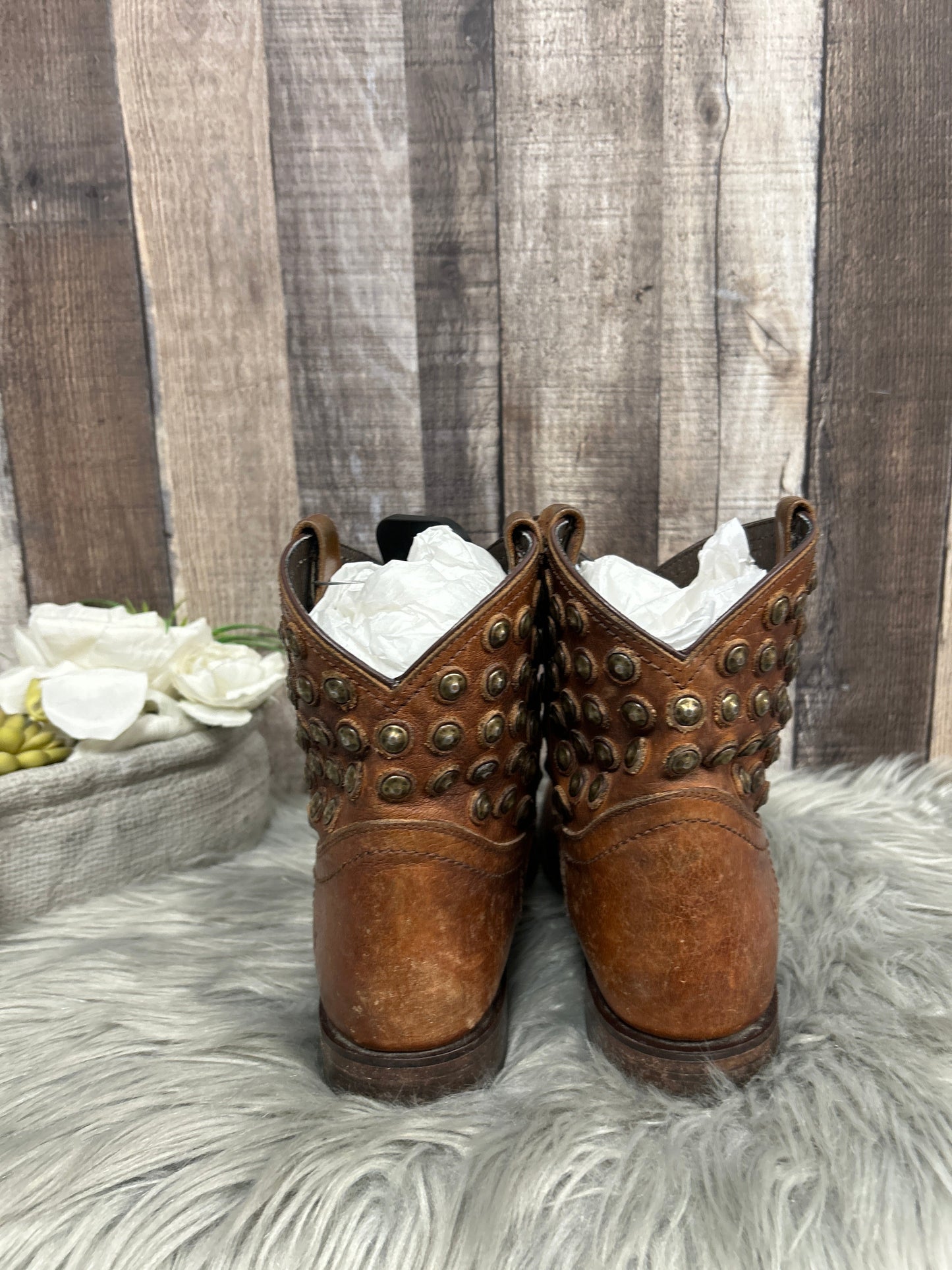 Brown Boots Ankle Flats Frye, Size 8