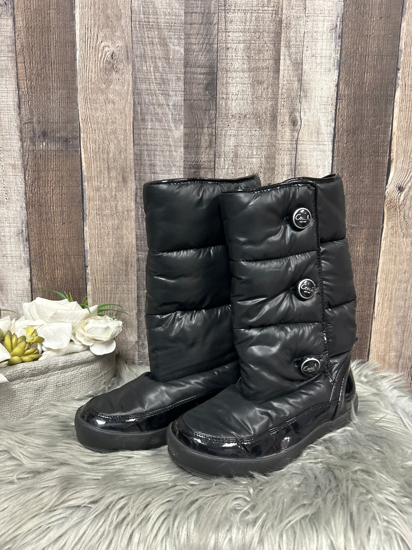 Black Boots Designer Coach, Size 7