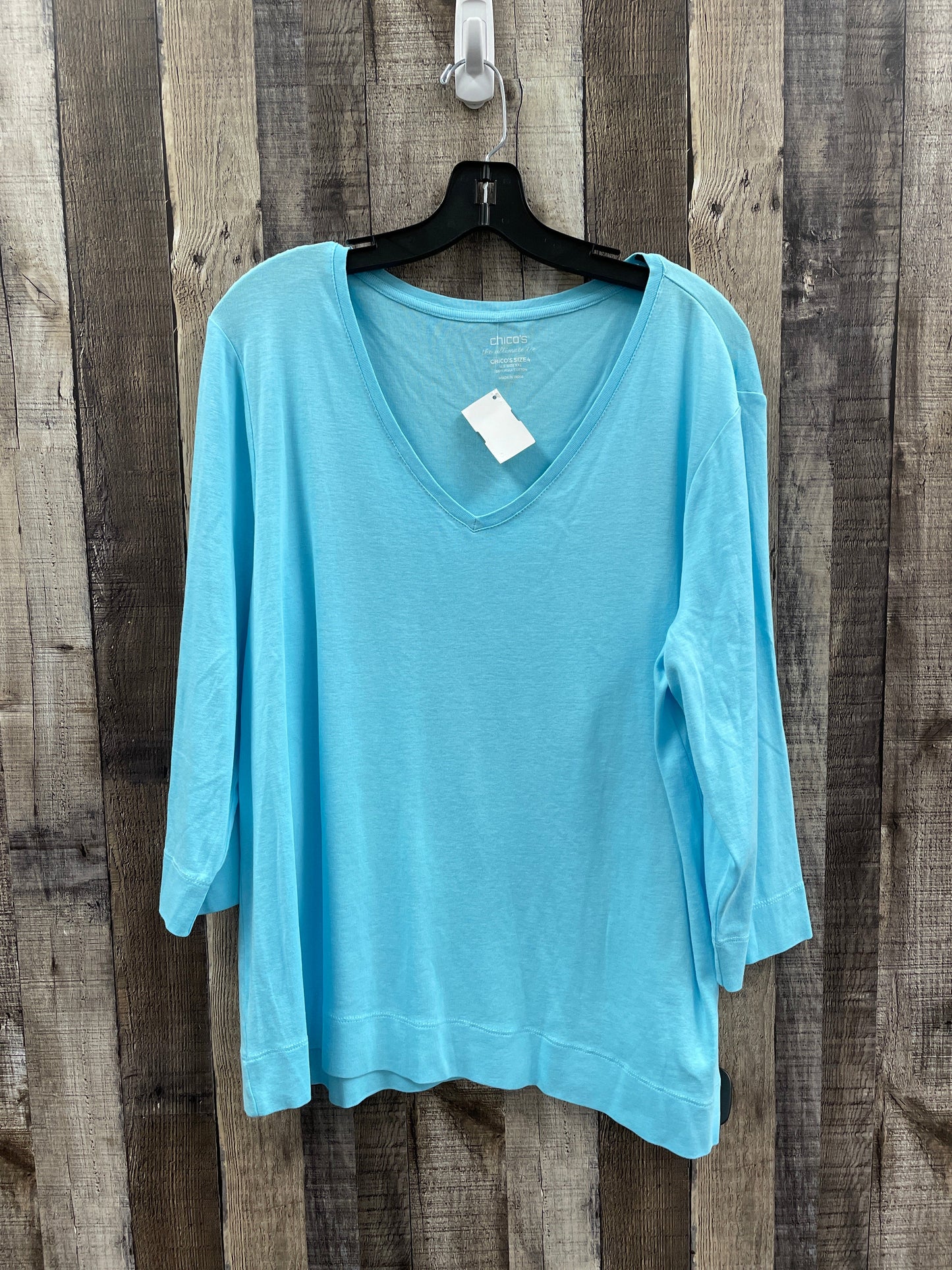 Top 3/4 Sleeve By Chicos In Blue, Size: Xxl