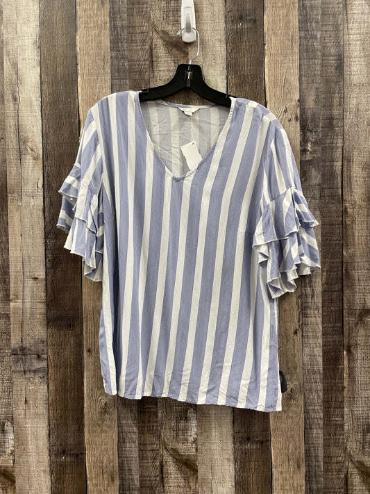 Top Short Sleeve By Cato In Striped Pattern, Size: L