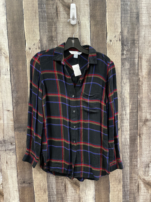 Top Long Sleeve By Old Navy In Plaid Pattern, Size: Xs