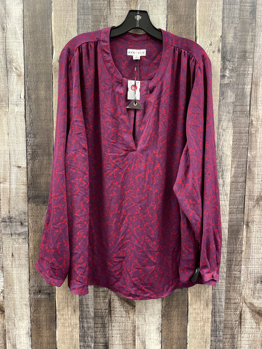 Blouse Long Sleeve By Ava & Viv In Purple, Size: 3x