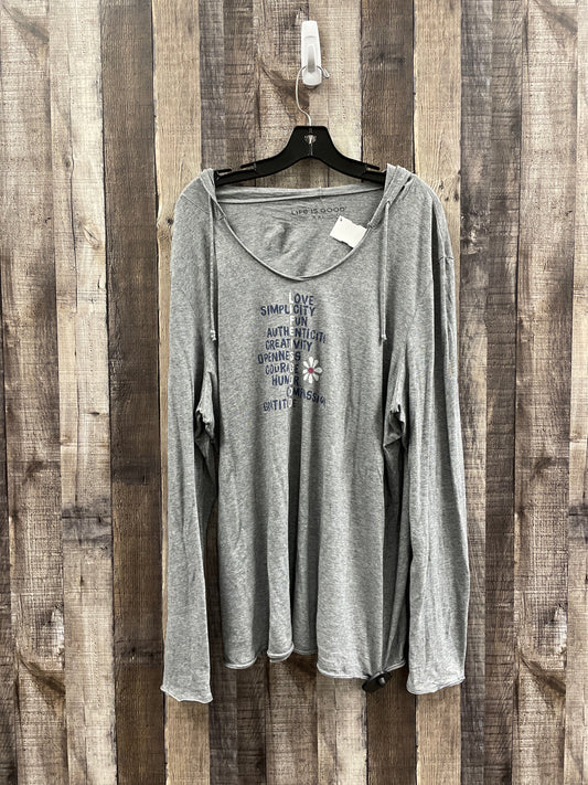 Top Long Sleeve By Life Is Good In Grey, Size: 2x