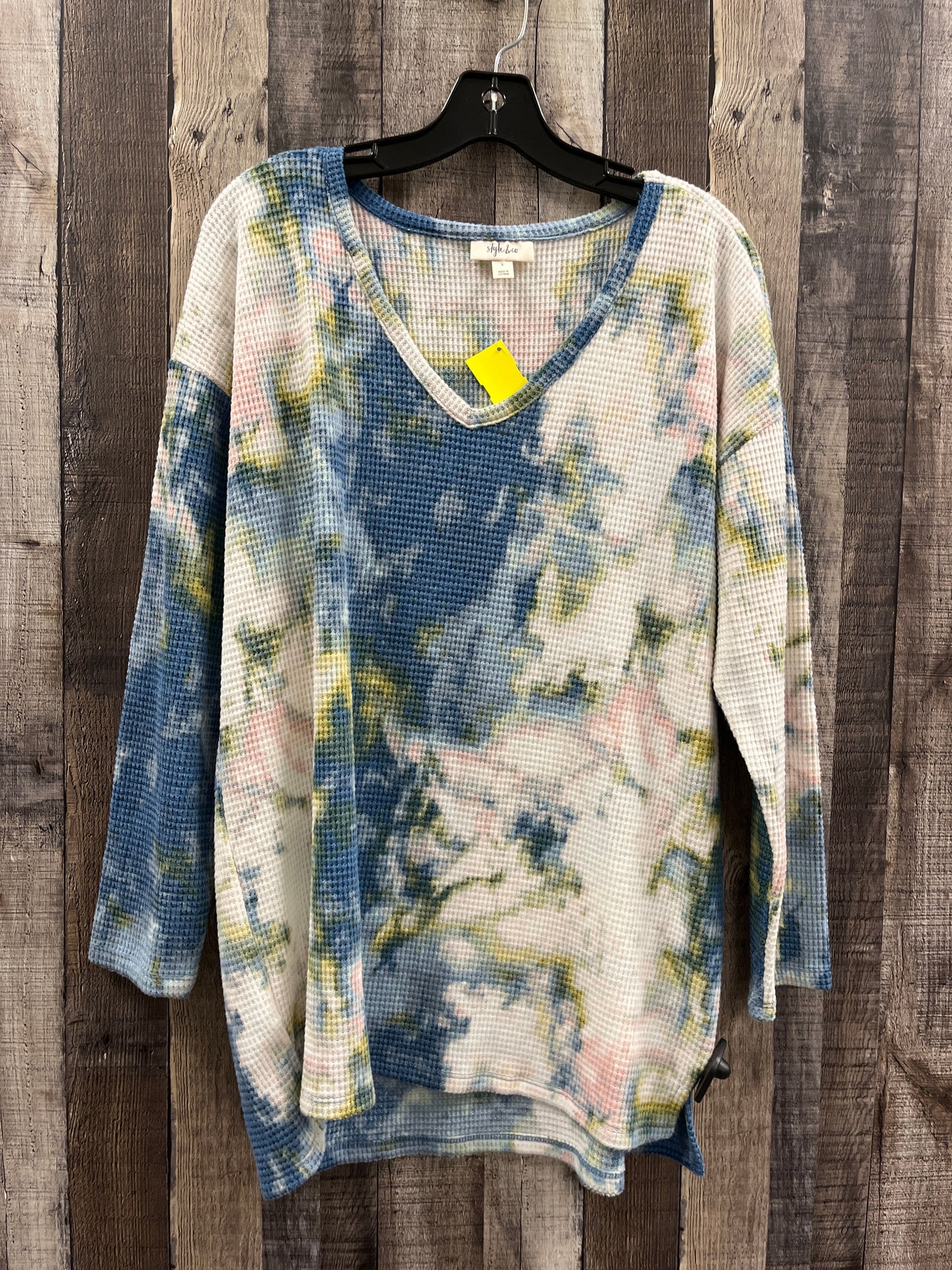 Top Long Sleeve By Style And Company In Tie Dye Print, Size: L