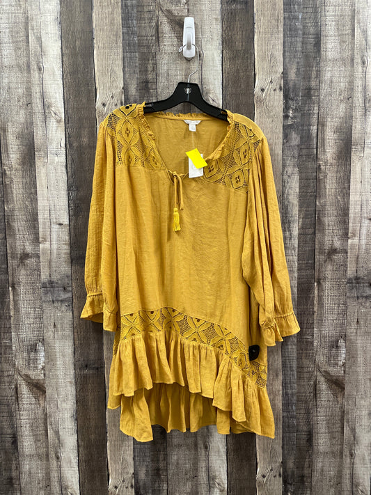 Tunic Long Sleeve By Cato In Gold, Size: Xl