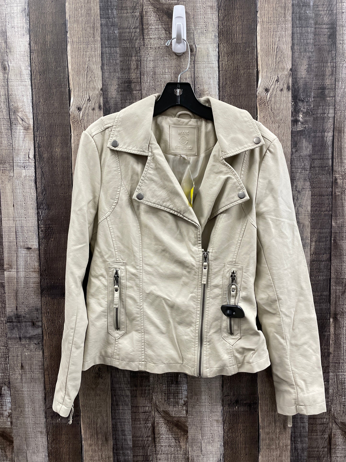 Jacket Moto By Max Studio In Beige, Size: S