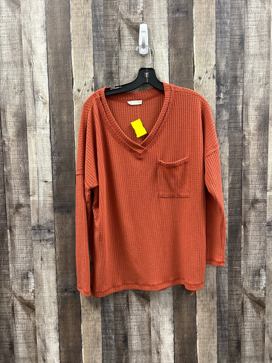 Top Long Sleeve By Cme In Orange, Size: M