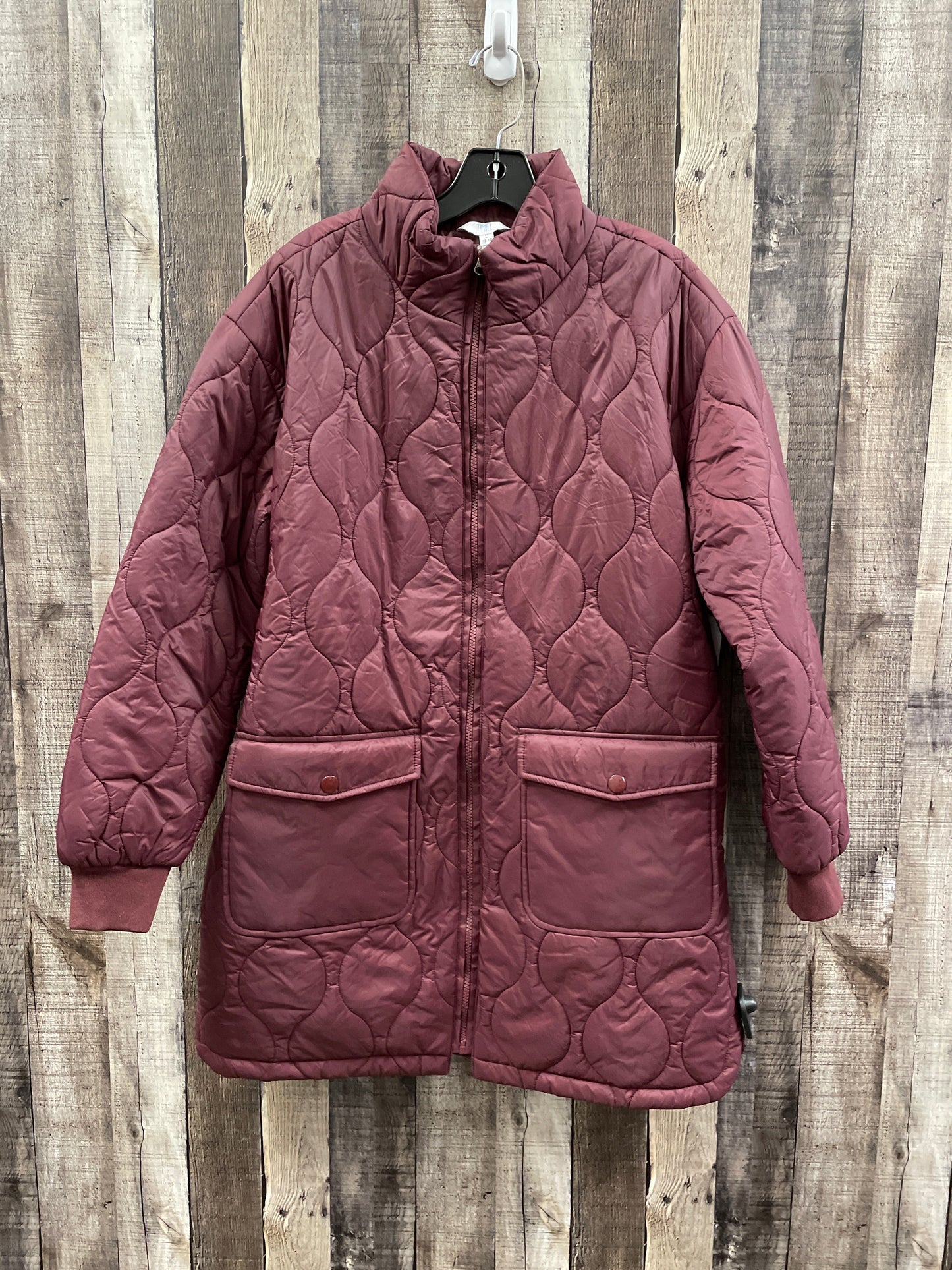 Coat Puffer & Quilted By Time And Tru In Maroon, Size: L