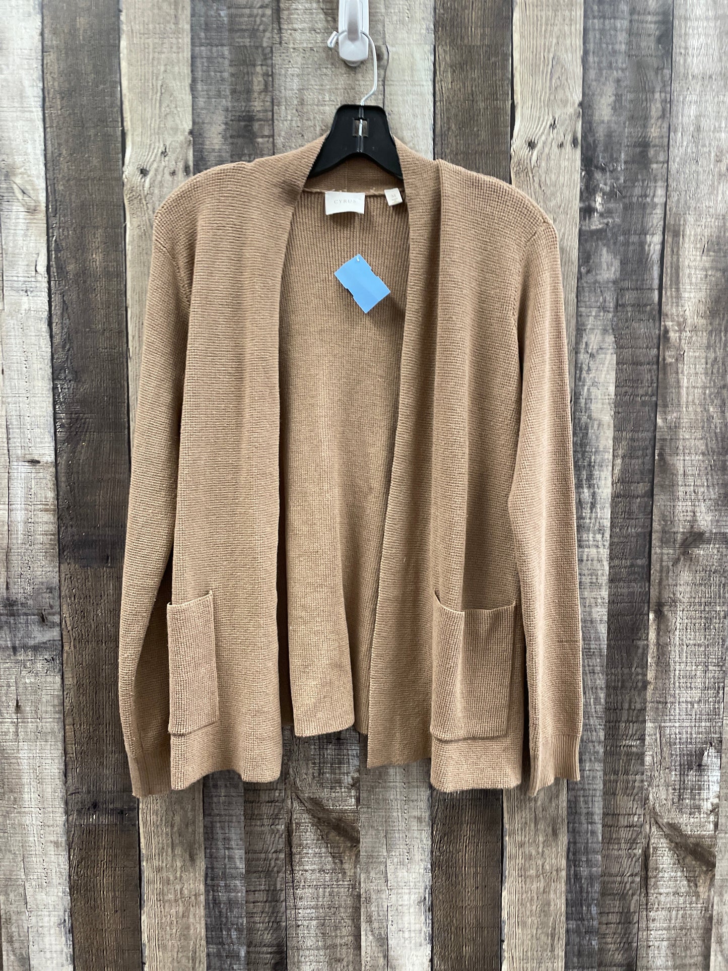 Sweater Cardigan By Cyrus Knits In Tan, Size: M