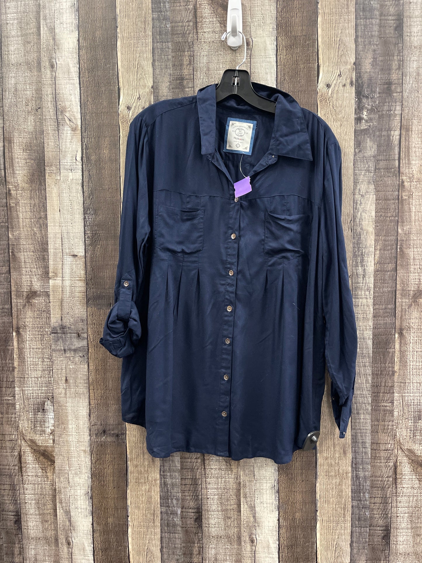 Top Long Sleeve By Style And Company In Navy, Size: L