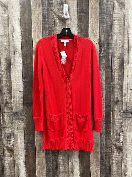 Sweater Cardigan By Isaac Mizrahi Live Qvc In Red, Size: Xxs