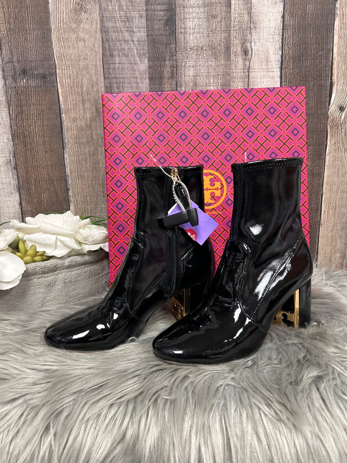 Black Boots Designer Tory Burch, Size 6.5