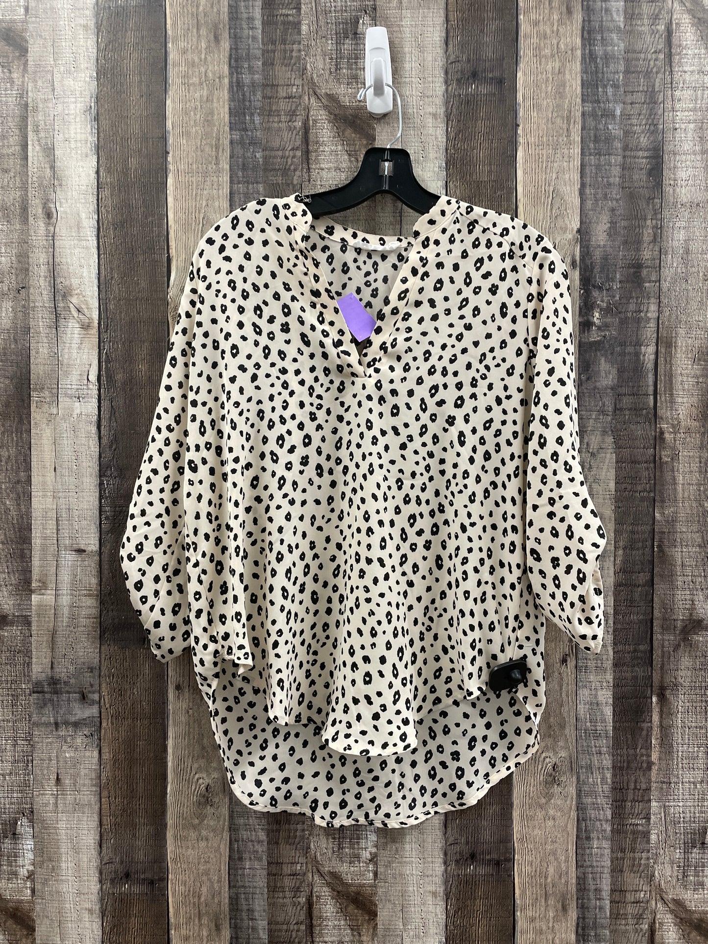 Top 3/4 Sleeve By Lush In Black & Cream, Size: S