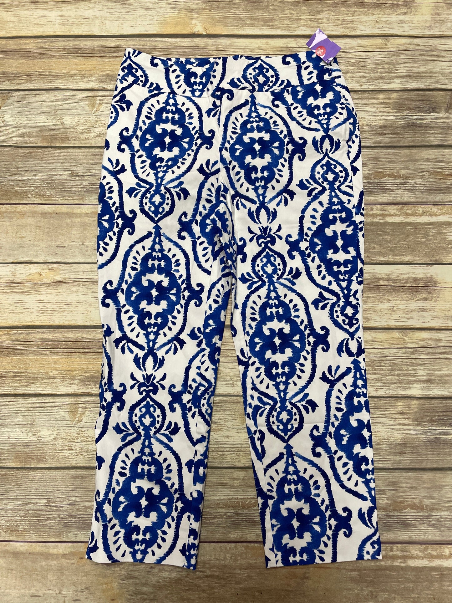 Pants Cropped By Chicos In Blue & White, Size: M(8)