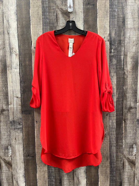 Red Tunic Long Sleeve Chicos, Size Xs Petite