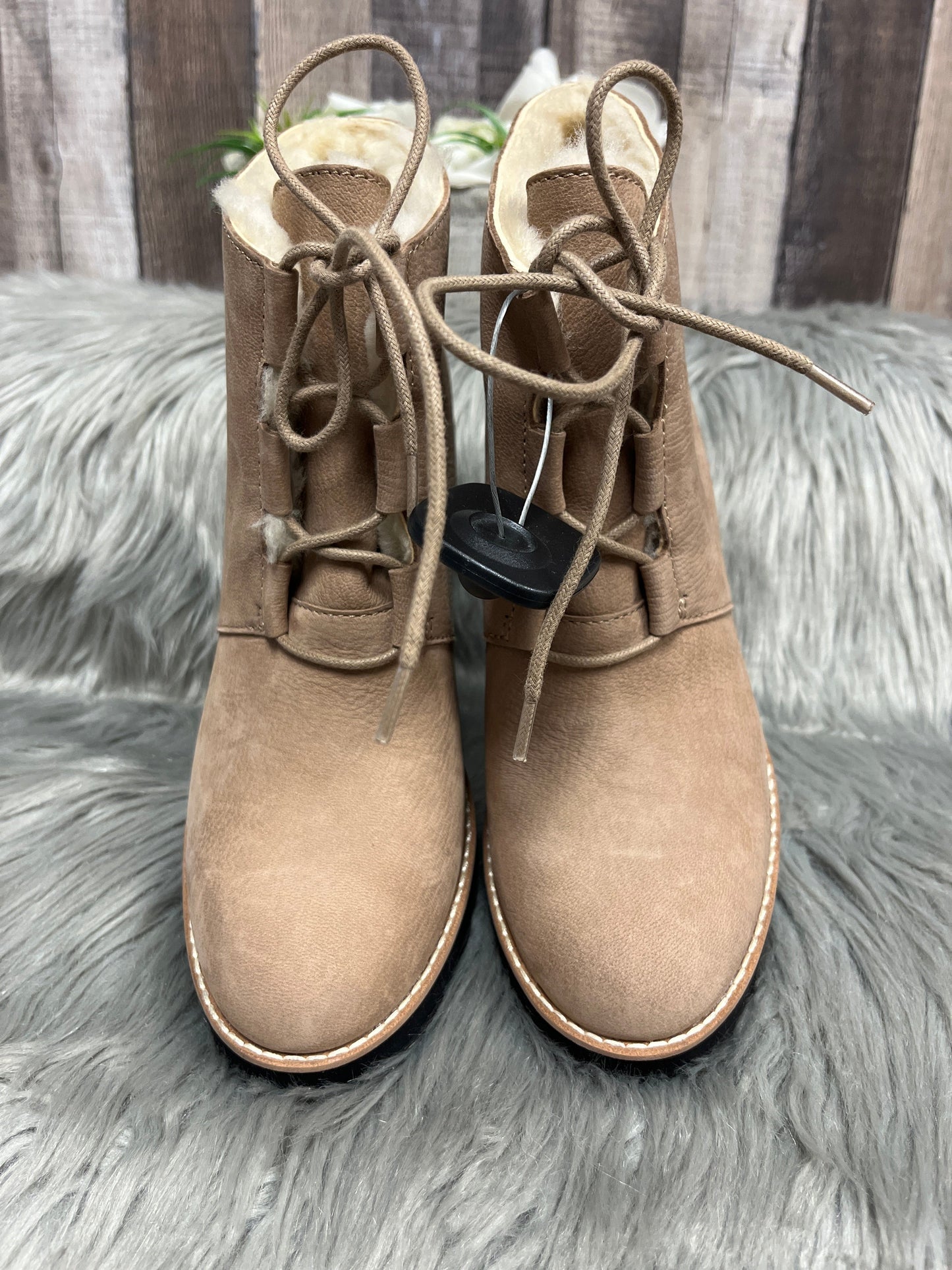 Tan Boots Ankle Heels Eileen Fisher, Size 8