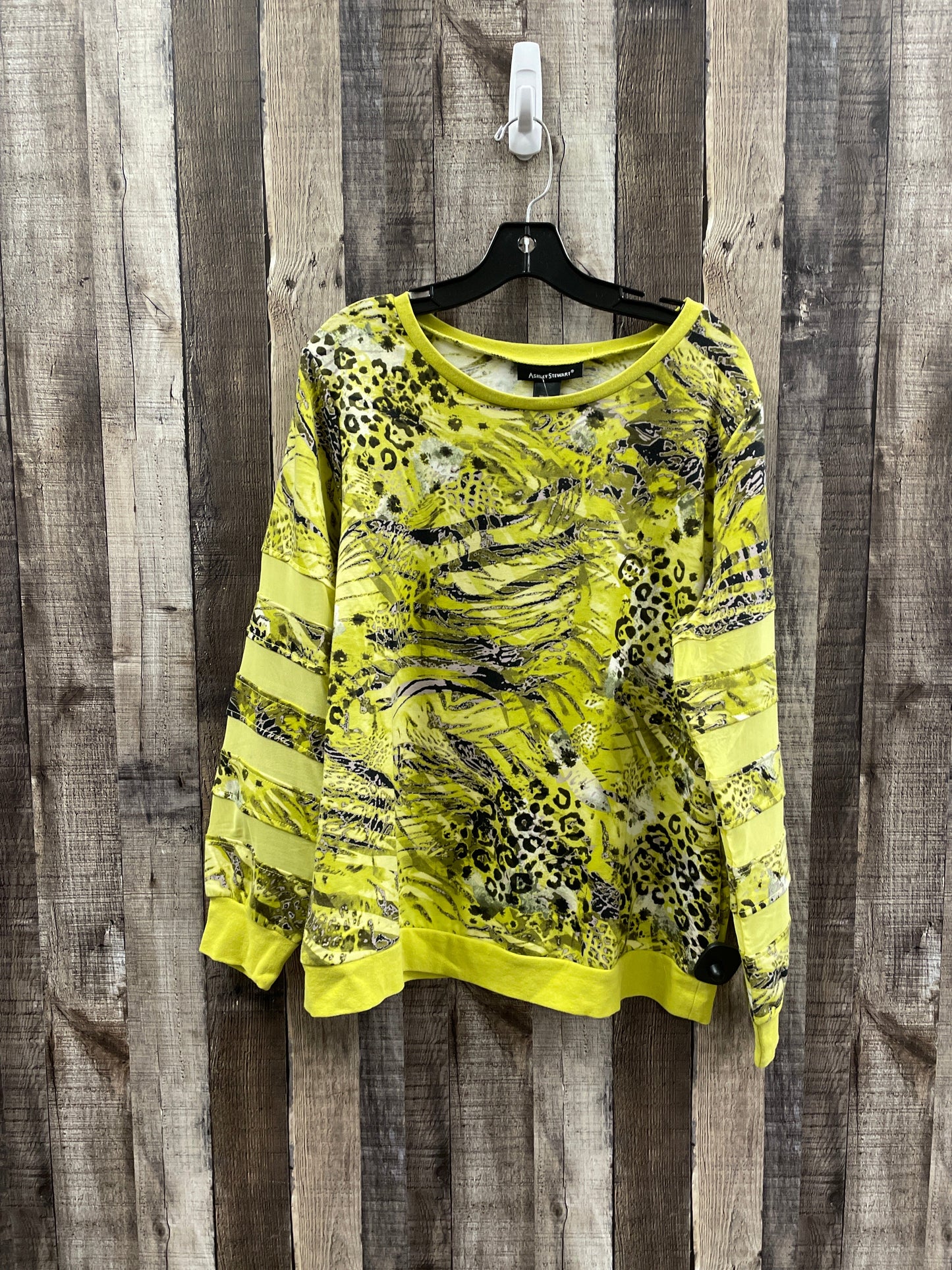 Top Long Sleeve By Ashley Stewart In Black & Yellow, Size: L