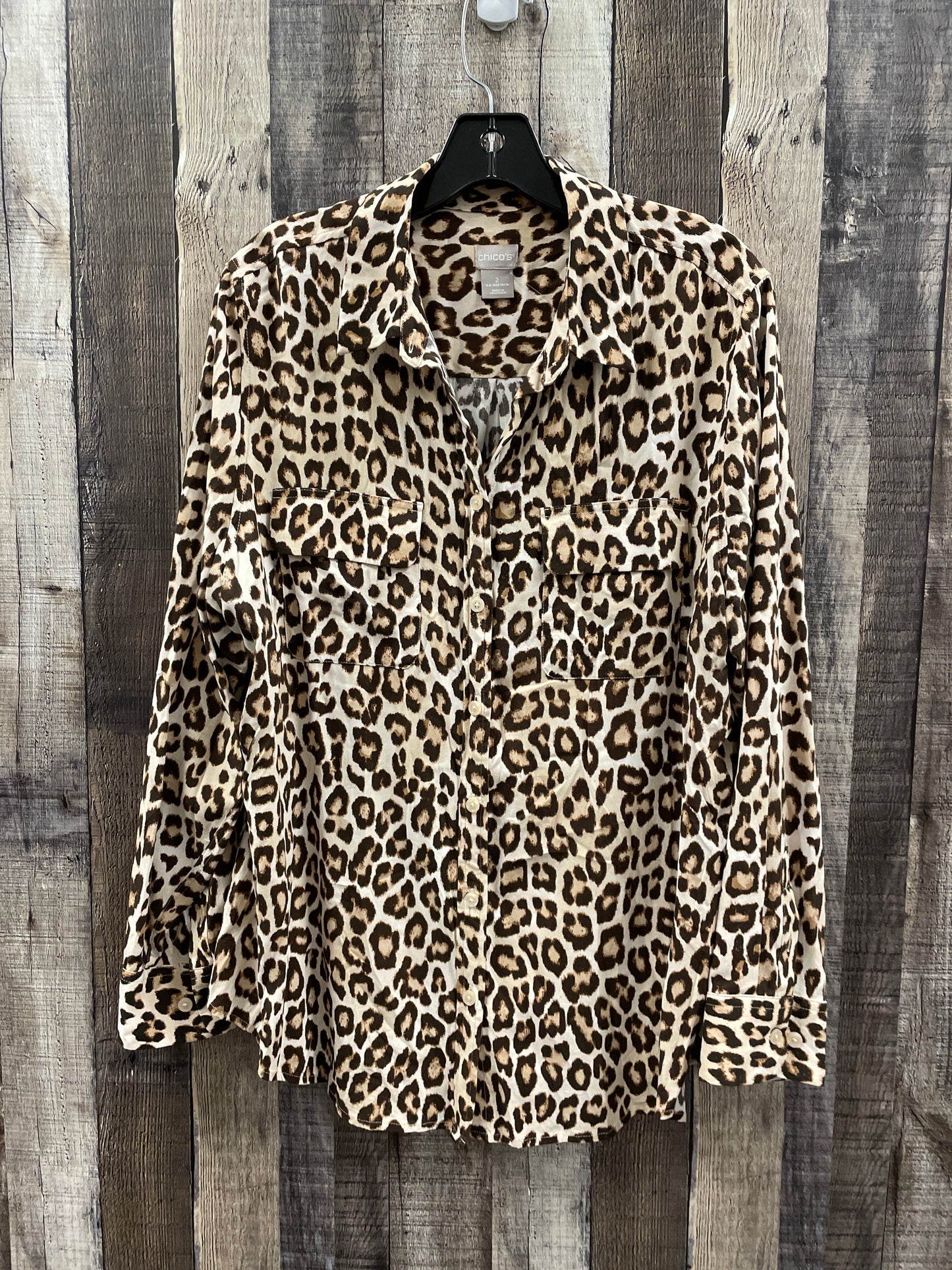 Top Long Sleeve By Chicos In Animal Print, Size: L