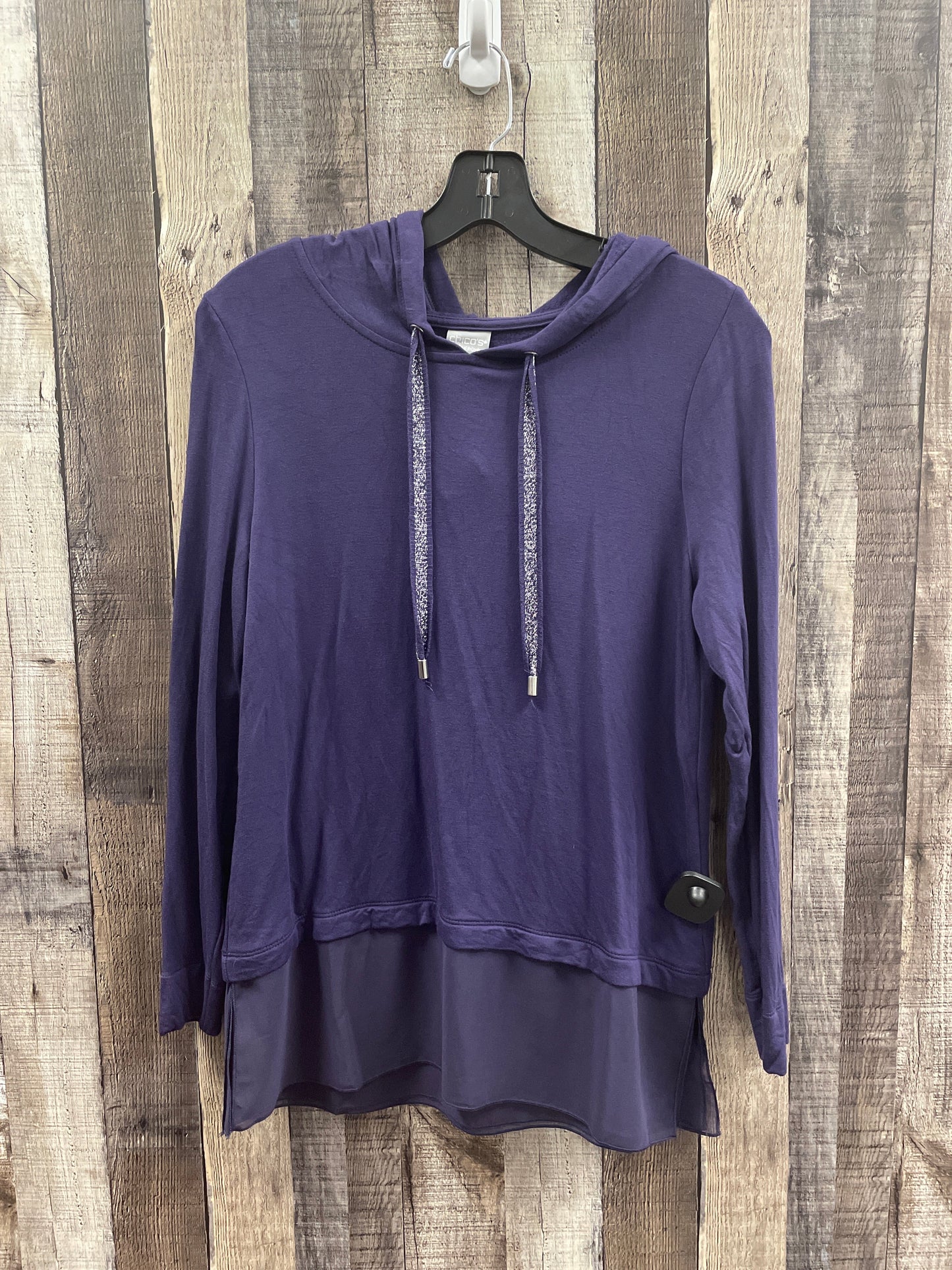 Athletic Top Long Sleeve Hoodie By Chicos In Purple, Size: S