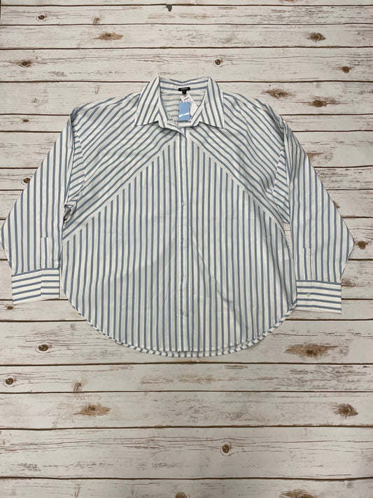 Top Long Sleeve By Express In Blue & White, Size: Xl